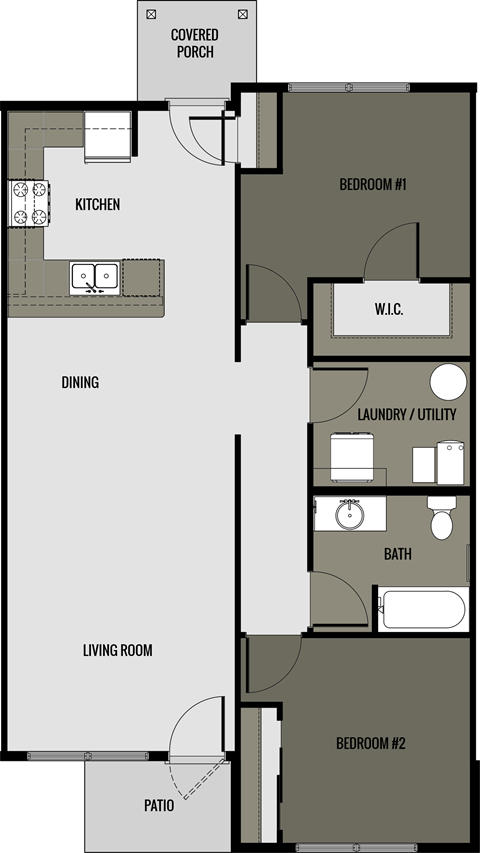 Floor Plan 2 (2 Bed, 1 Bath)